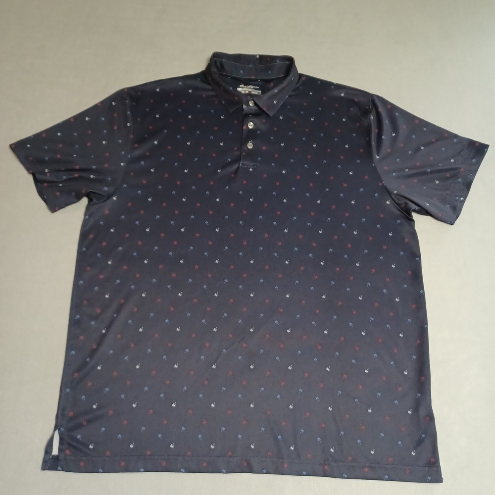 Ben Hogan Performance Mens‎ XL Navy Palm Tree Print Golf Polo Shirt WT5661